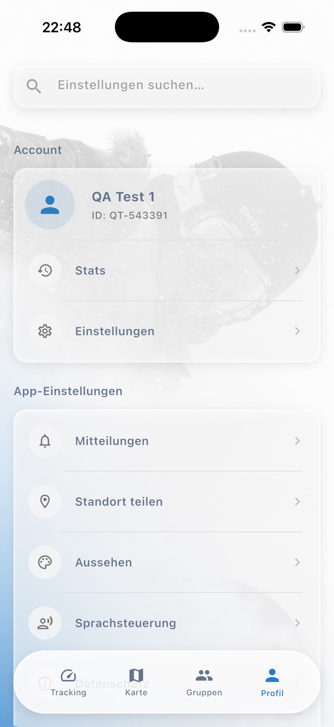 Die Profilansicht von X-Shred mit der Einstellungsliste